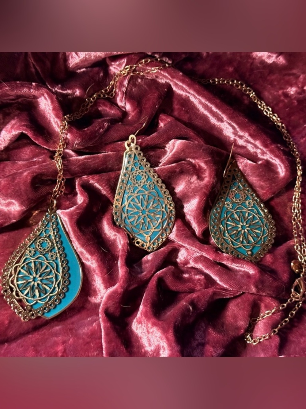 Monet Elegant Gold Pendant Necklace with Matching Earrings